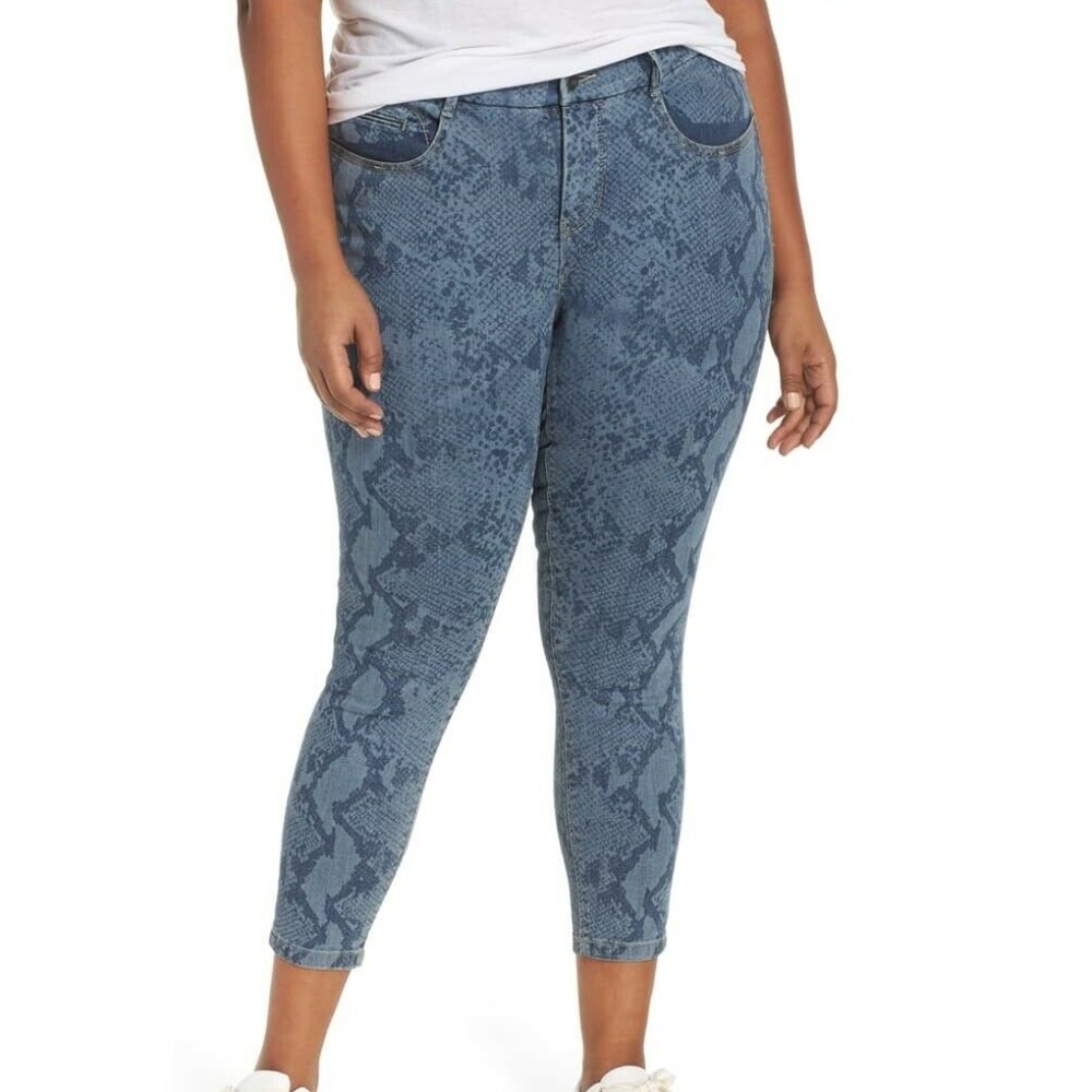 YSJ 24W Serpentine Blue Snake Skinny Jeans 10AT55